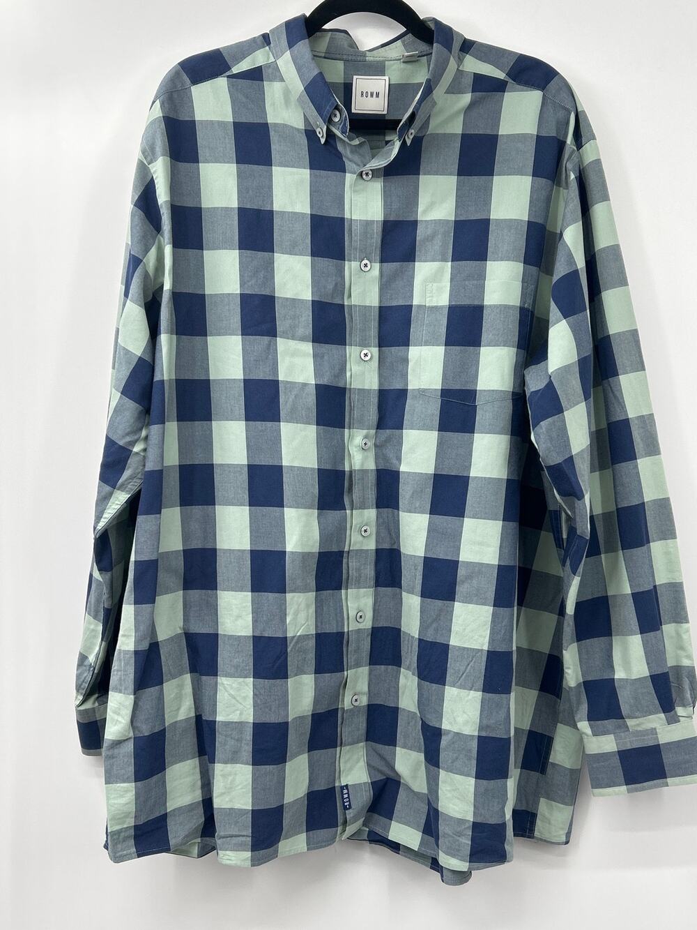 ROWM 2XT Cotton Blue Plaid Button-Down Long Sleeve Casual Shirt Lumberjack